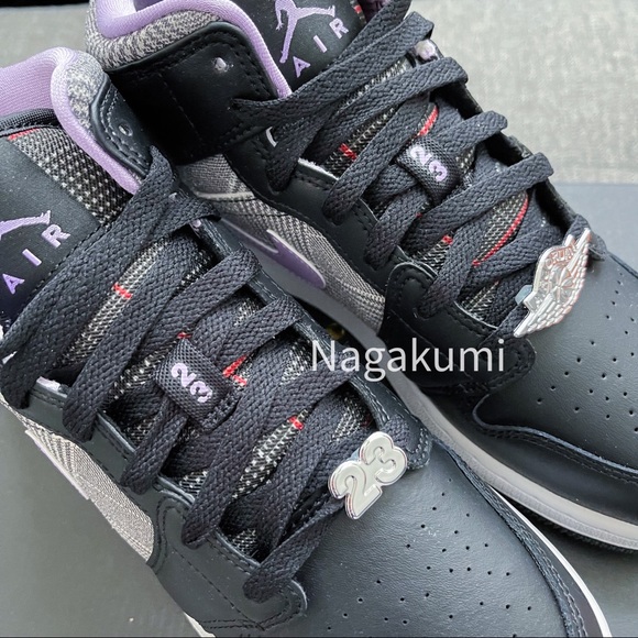 🍇 Nike Air Jordan 1 Mid Grape gingham shoes - big kids - Picture 4 of 4
